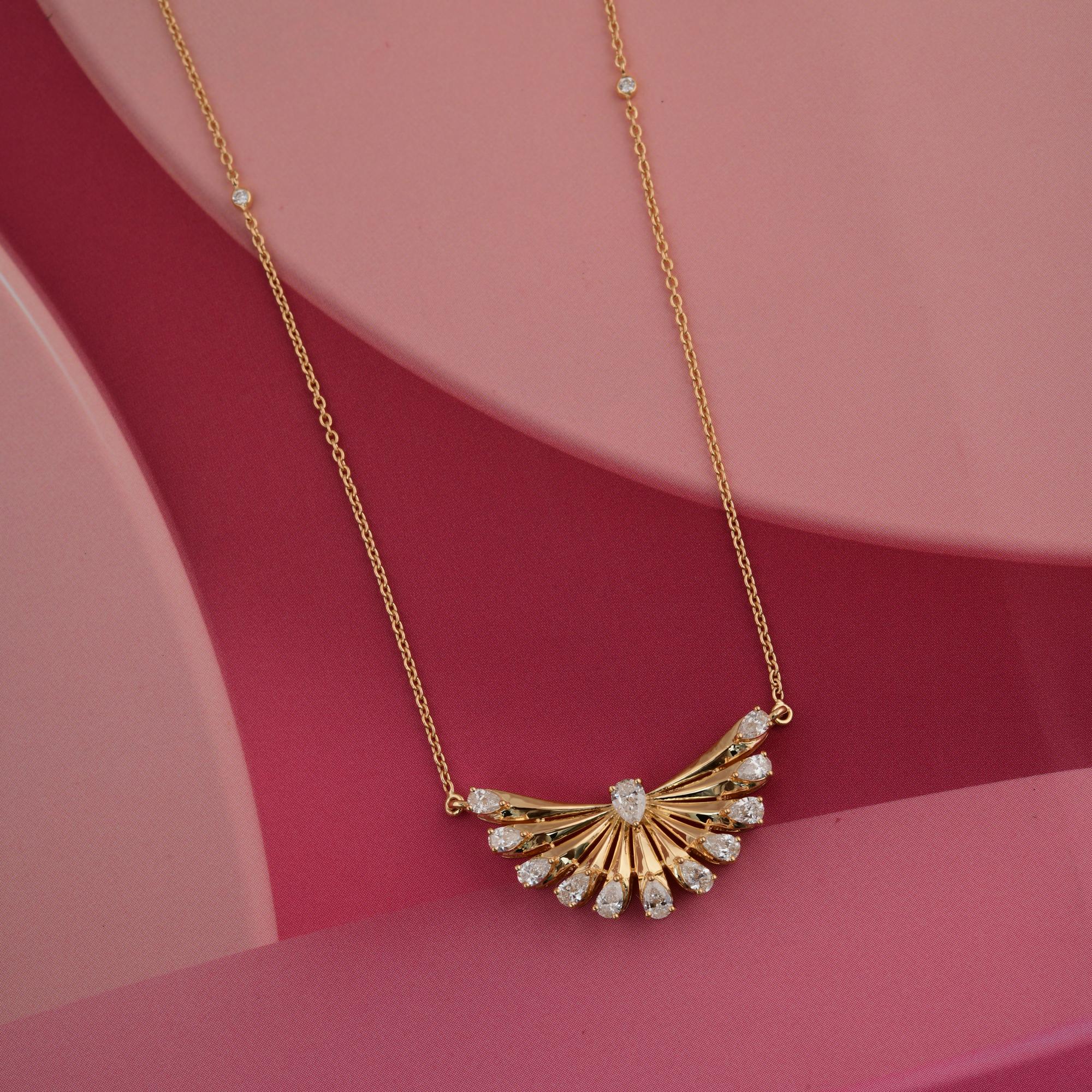 Collana con ciondolo di diamanti a pera da 1,13 carati SI Clarity HI Color Oro giallo 14k In condizioni Nuovo in vendita a Diera, Dubai