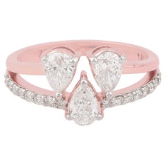 Anillo de compromiso con racimo de diamantes naturales SI/H de 1,13 quilates y oro rosa de 18 quilates
