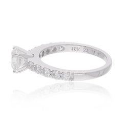 1.13 Carat Solitaire Handmade Diamond Engagement Ring 18 Karat Solid White Gold