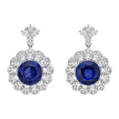 Sunita Nahata Tanzanite 11.30ct. Earrings in 18K White Gold with White Diamond.