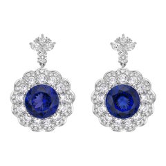 Boucles d'oreilles en or blanc 18 carats avec tanzanite de 11,3 carats et diamants blancs