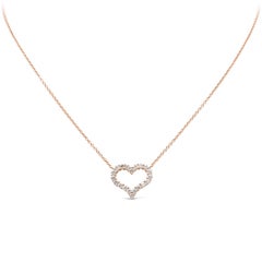 Roman Malakov 1.13 Carats Total Round Brilliant Diamond Heart Pendant Necklace