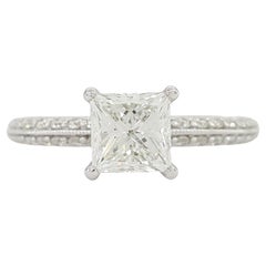1.13 ct 14k White Gold Princess Brilliant Cut Diamond Engagement Ring