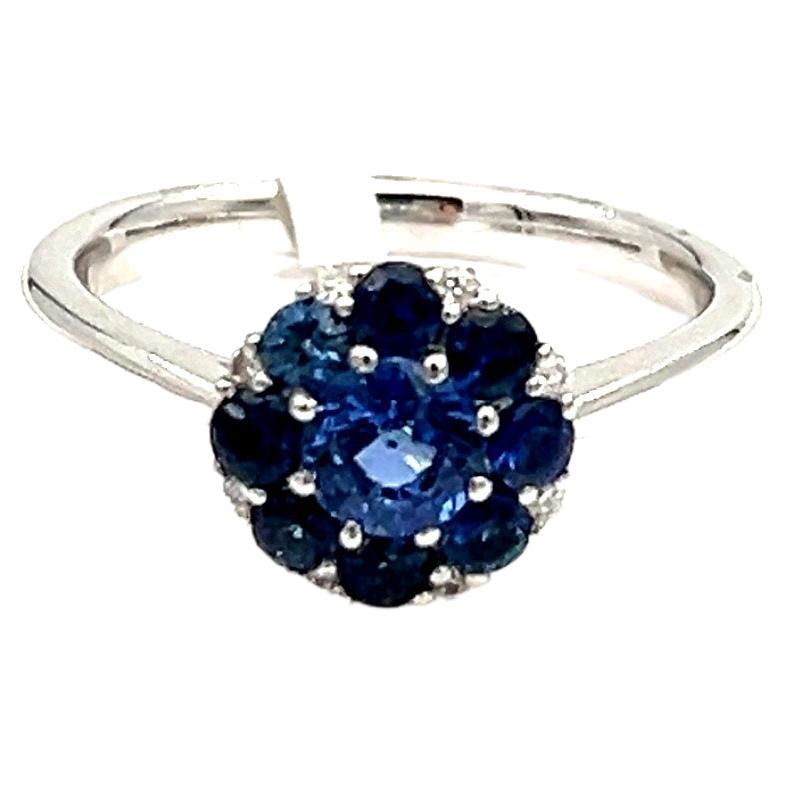 1.13 ct Natural Sapphire & Diamond Ring For Sale