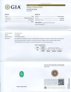 1.13 ct Oval Emerald GIA Certified Colombian F1/Minor