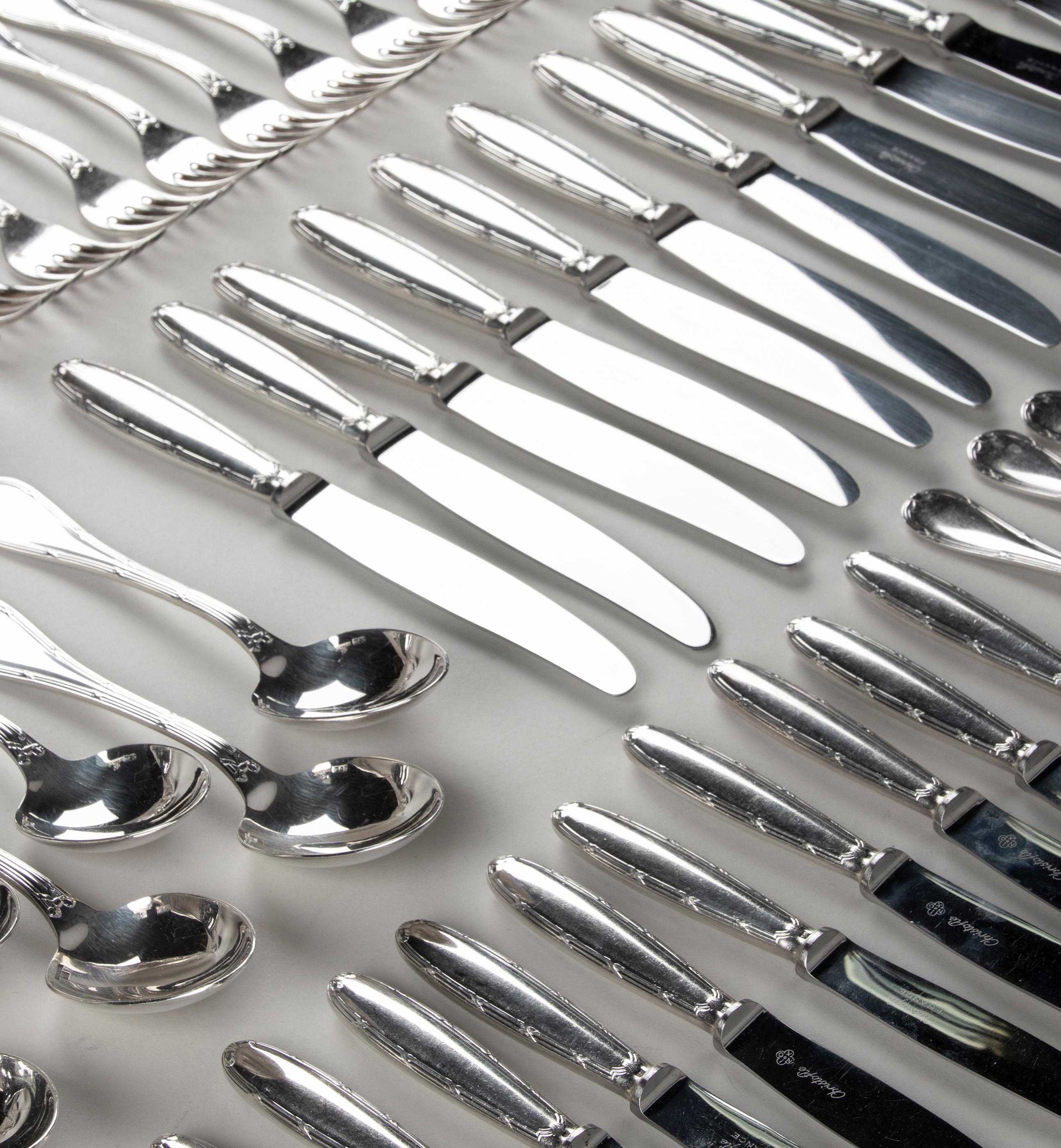 113-Piece Christofle Silver-Plated Cutlery Set Rubans 10
