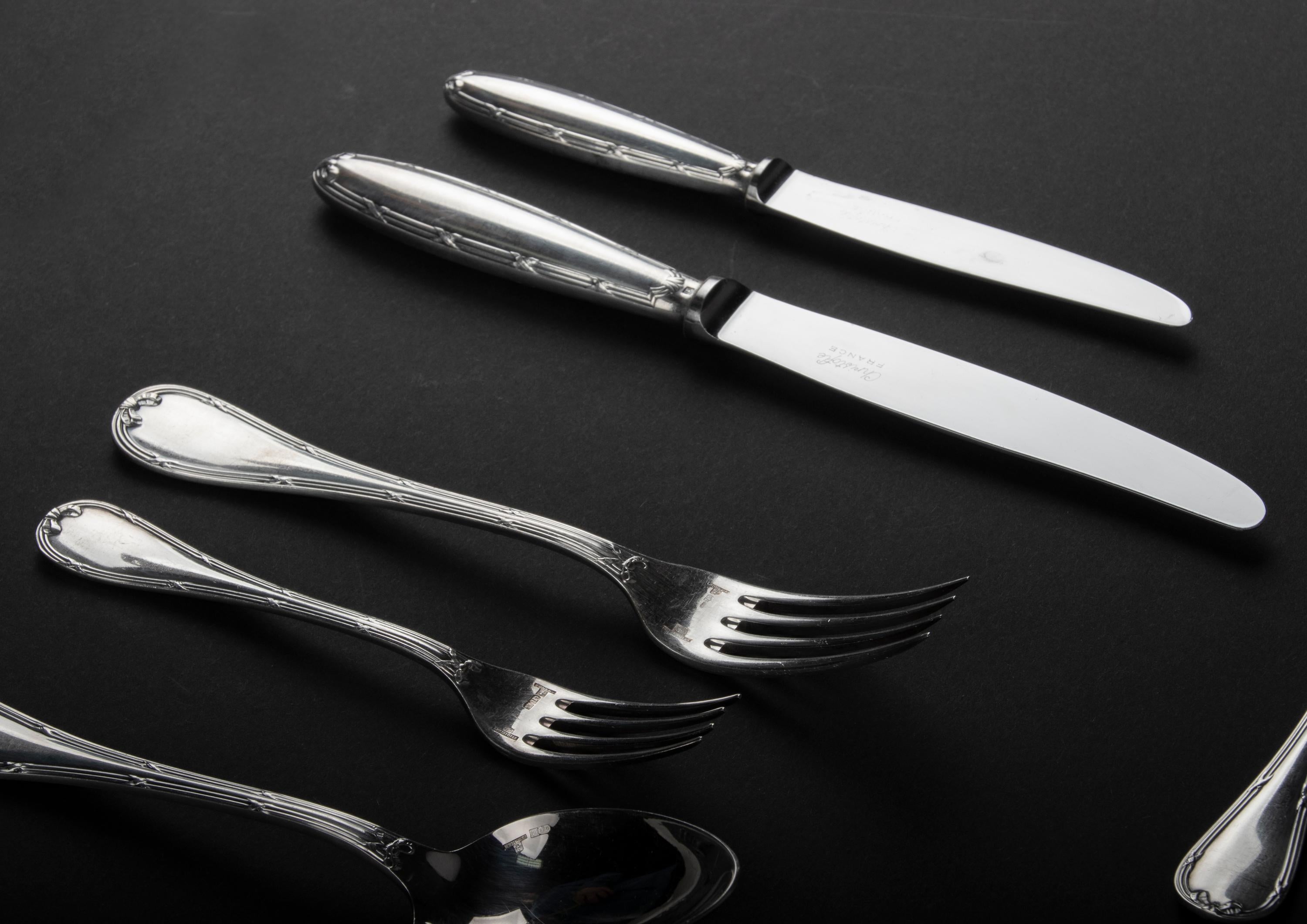113-Piece Christofle Silver-Plated Cutlery Set Rubans 11