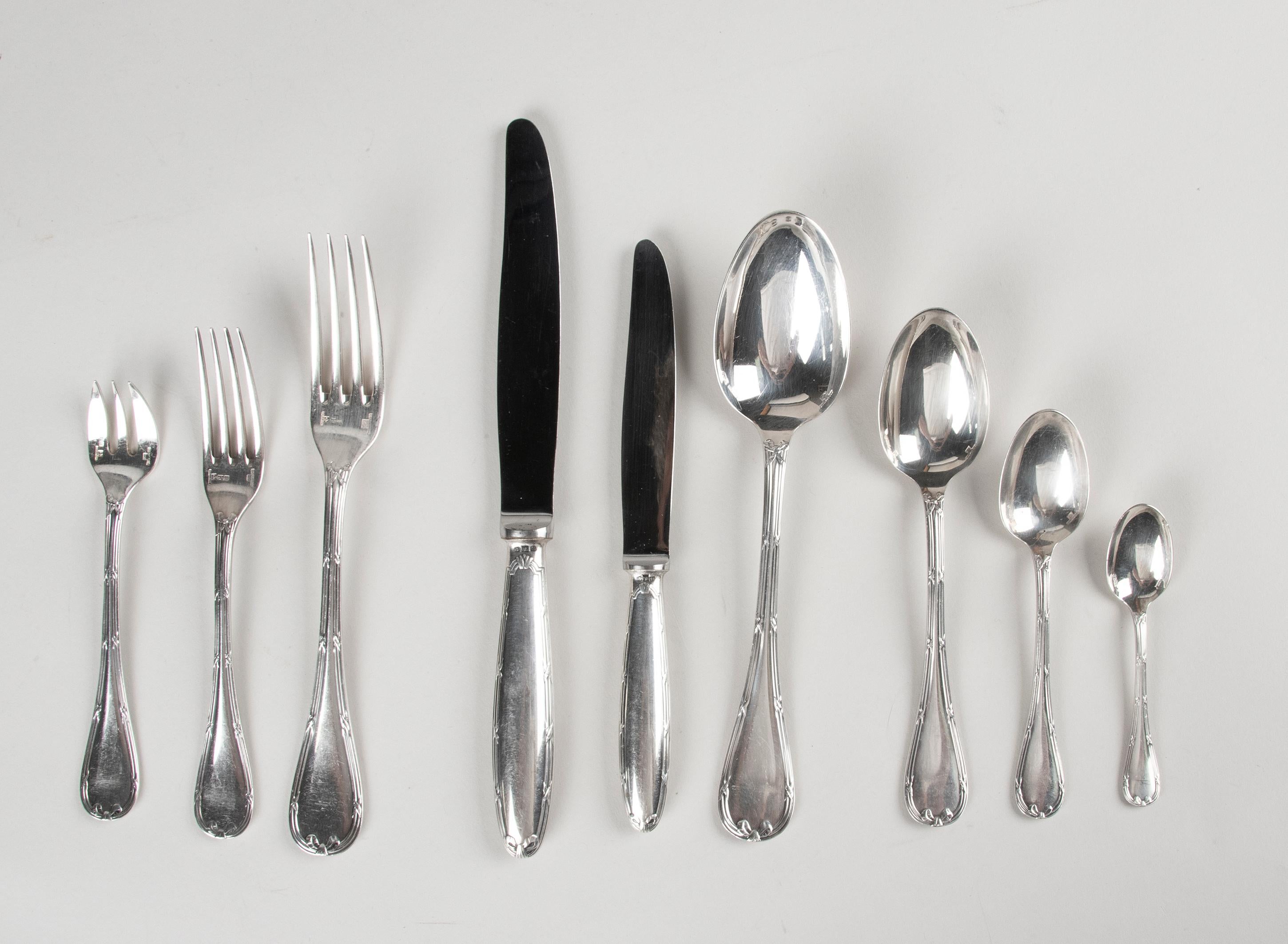 Louis XVI 113-Piece Christofle Silver-Plated Cutlery Set Rubans