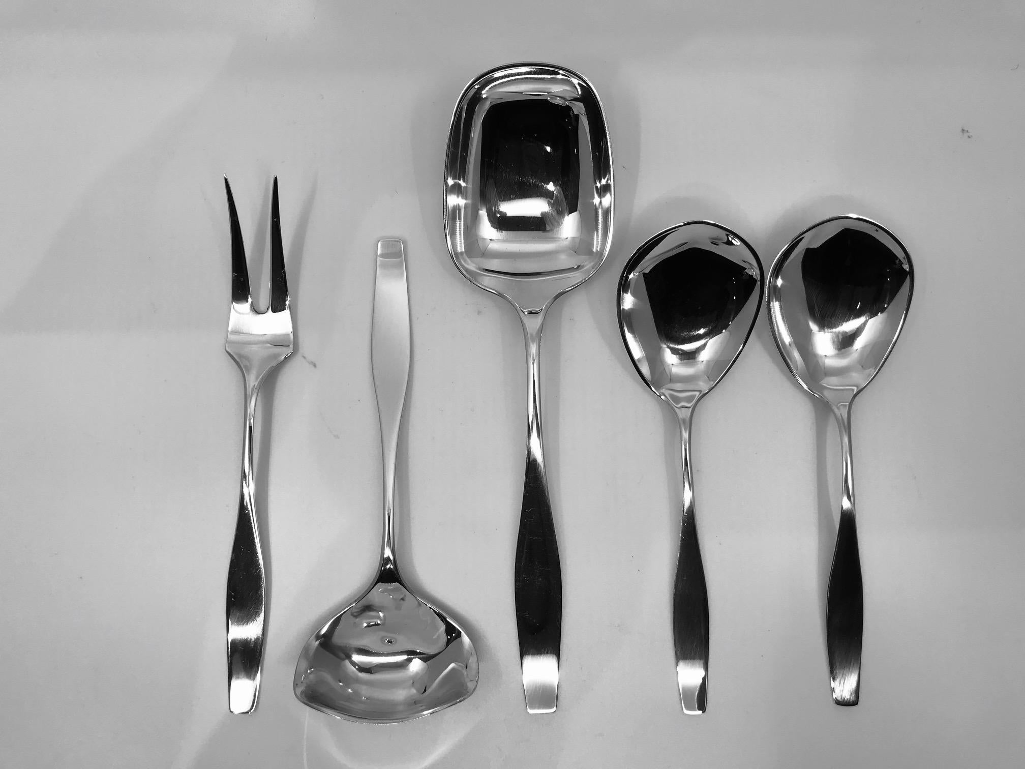 Modern 113 Pieces Set of Hans Hansen Charlotte Sterling Silverware For Sale