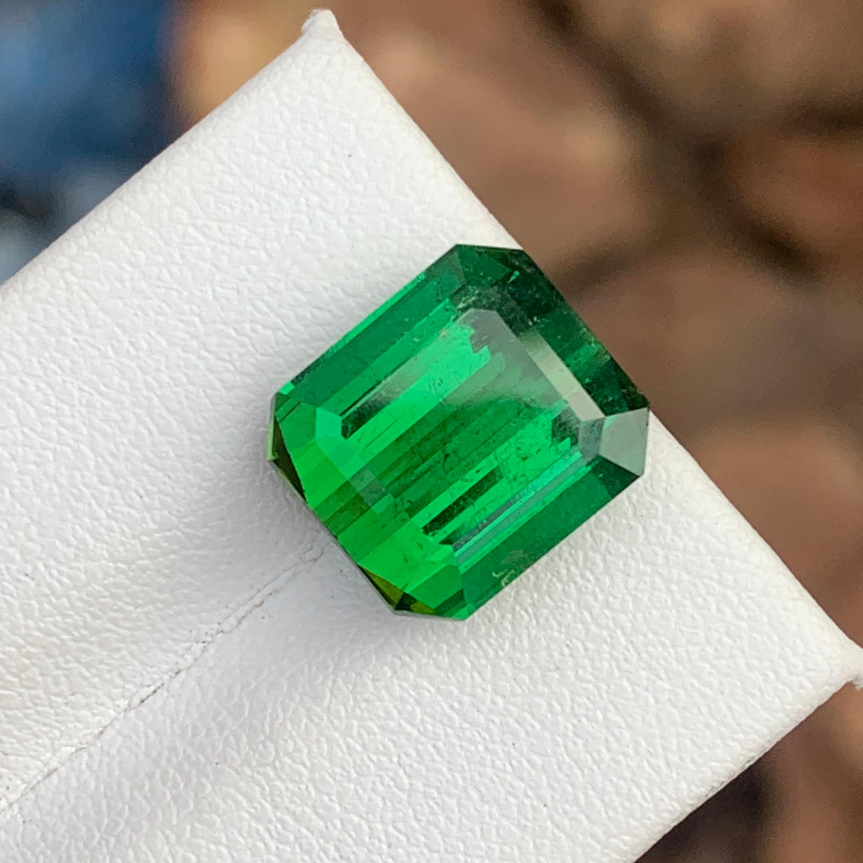 Arts and Crafts 11.30 Carat Lustrous Rich Green Color Faceted Tourmaline SI Clarity For Sale
