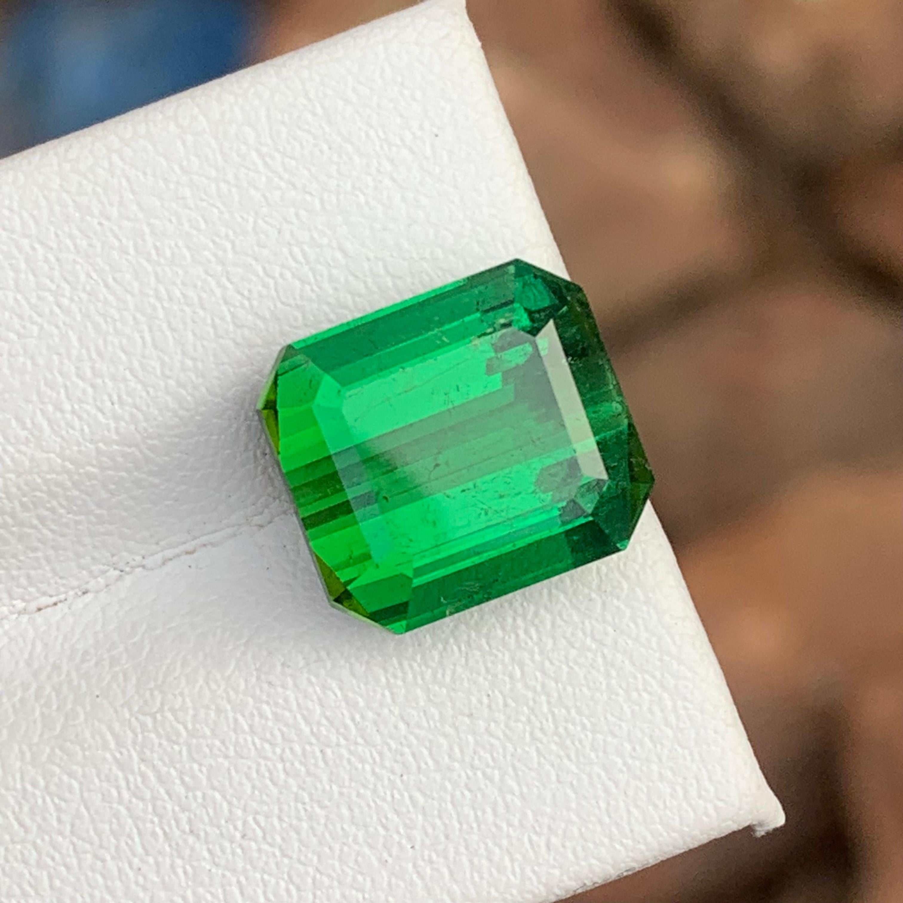 11.30 Carat Lustrous Rich Green Color Faceted Tourmaline SI Clarity For Sale 2