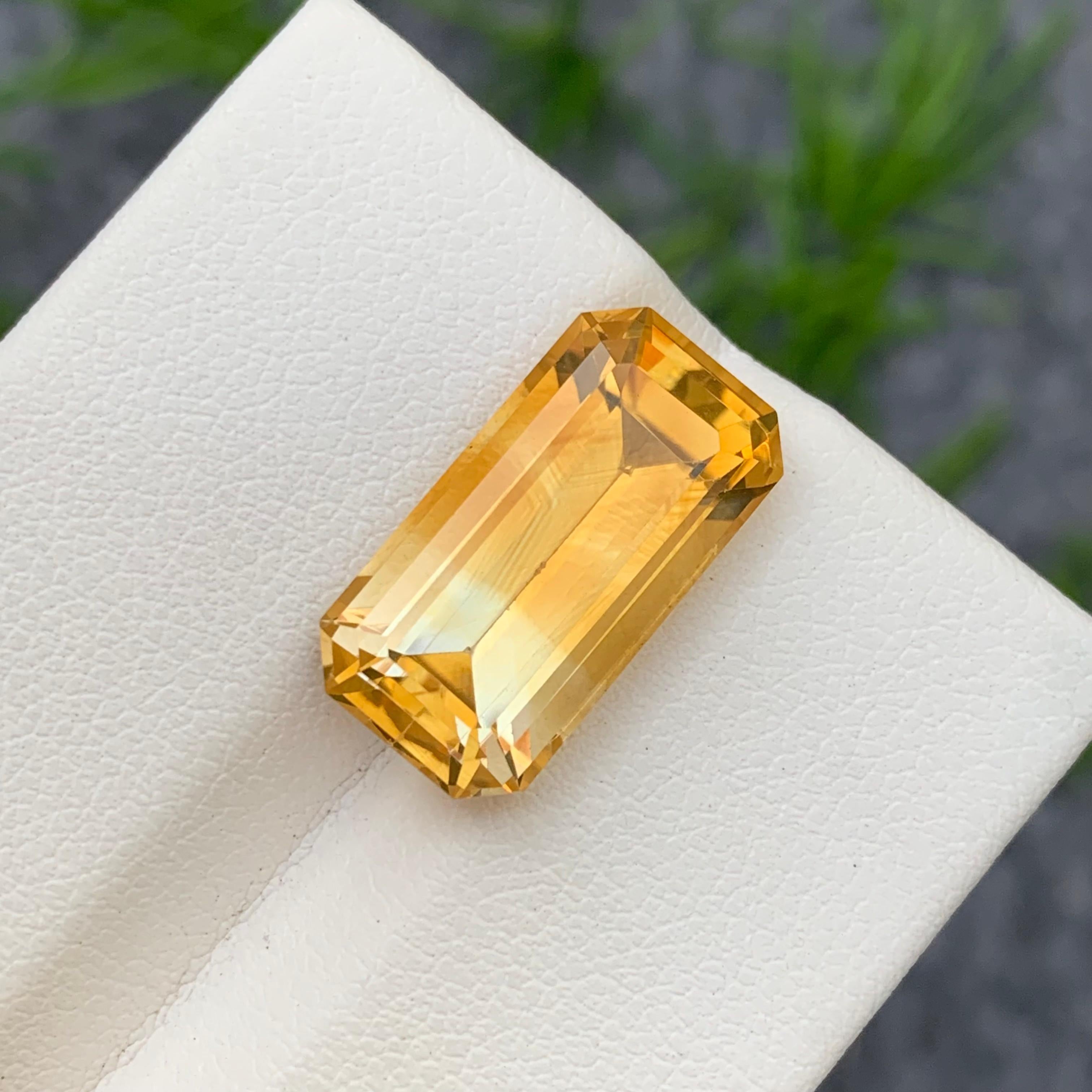 11.30 Carat Natural Loose Bicolor Yellow Citrine Emerald Cut For Pendant Jewelry For Sale 11