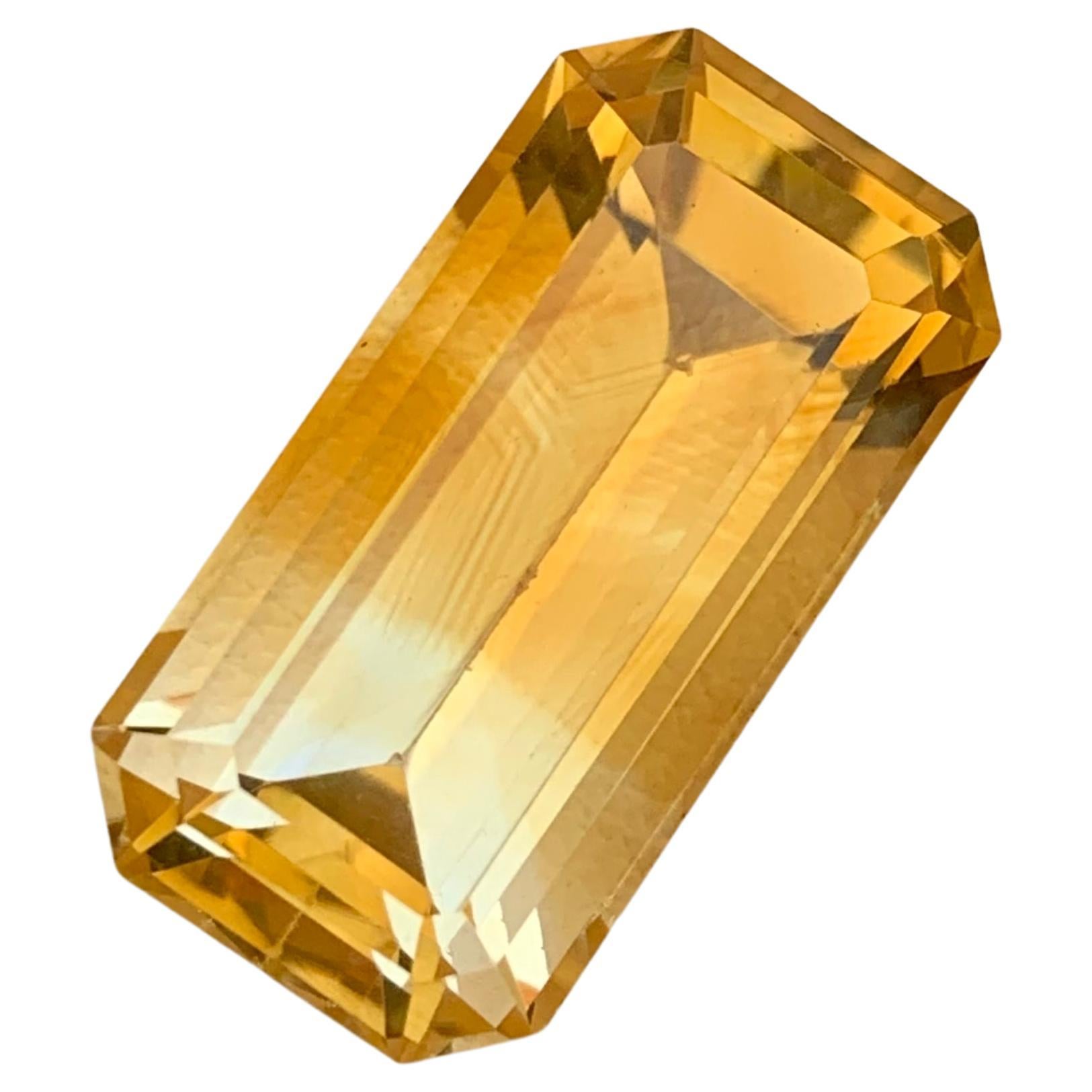 11.30 Carat Natural Loose Bicolor Yellow Citrine Emerald Cut For Pendant Jewelry For Sale