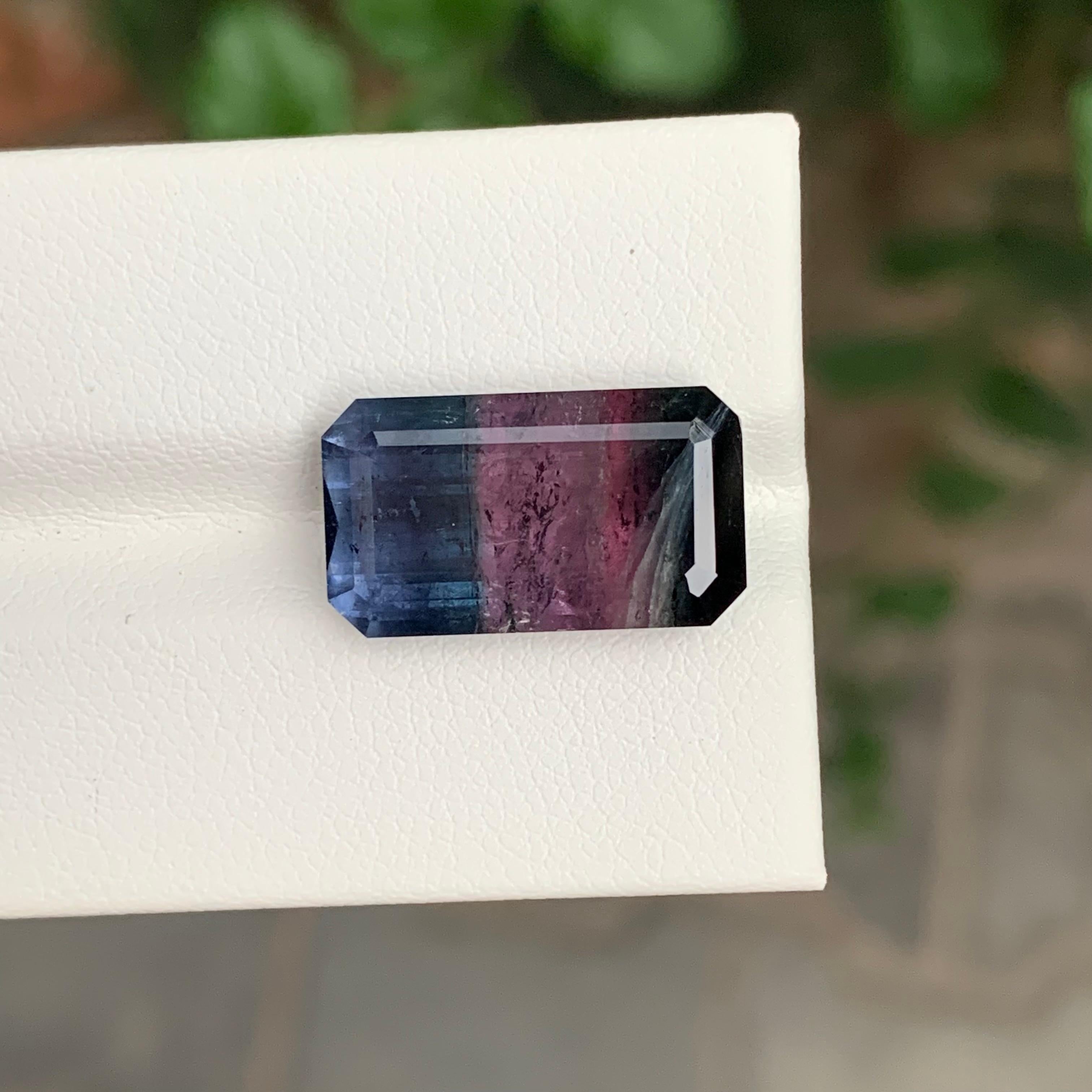 11.30 Carat Natural Loose Tri-Colour Tourmaline Emerald Shape Gemstone For Sale 1