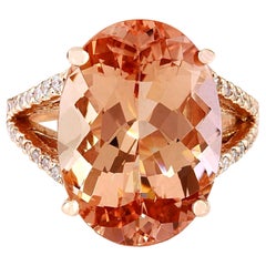 11.30 Carat Natural Morganite 18 Karat Solid Rose Gold Diamond Ring 11.30 Carat Natural Morganite 18 Karat Solid Rose Gold Diamond Ring