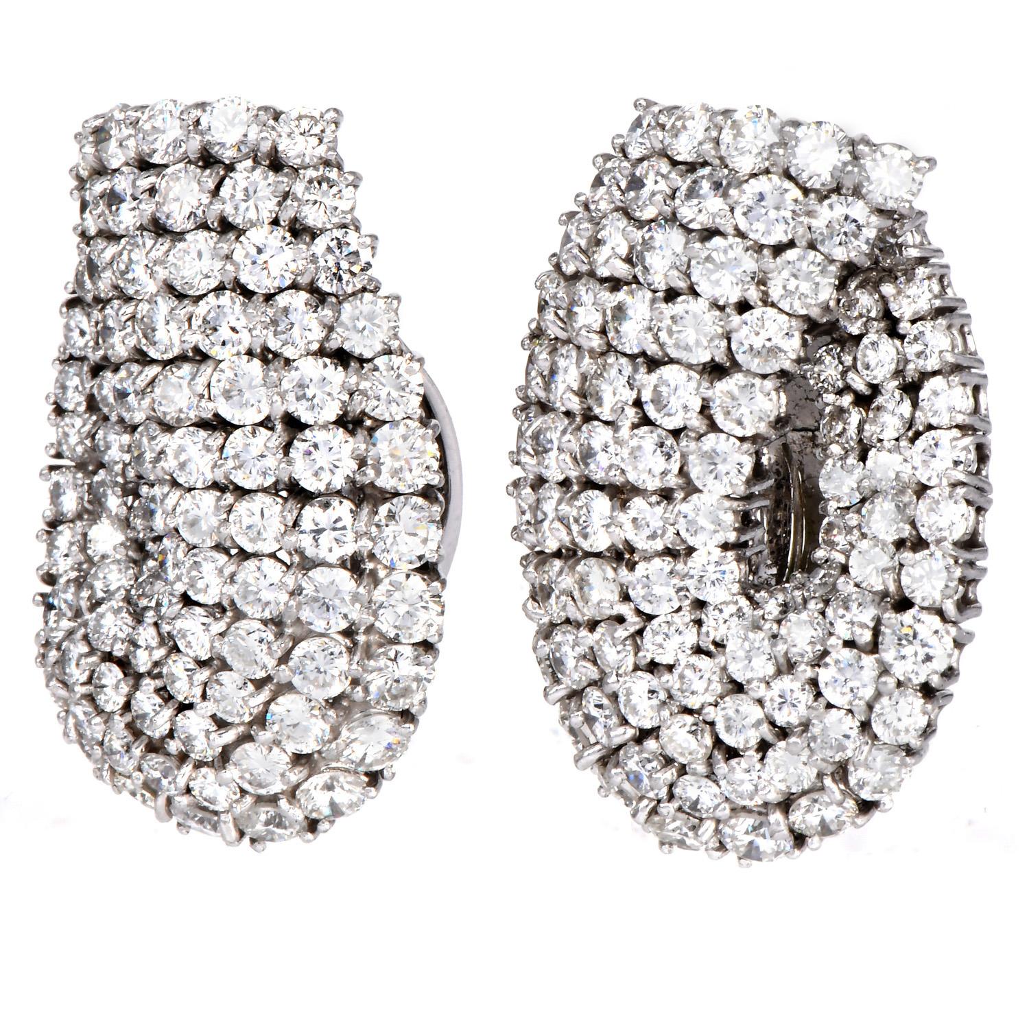 Donna Orecchini a fascia in oro bianco 18 carati con diamante da 11,30 carati in vendita