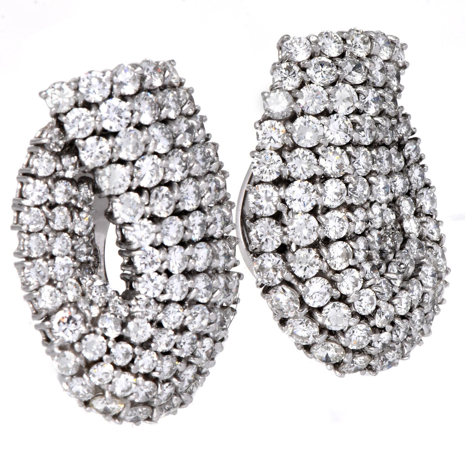 Orecchini a fascia in oro bianco 18 carati con diamante da 11,30 carati in vendita 2
