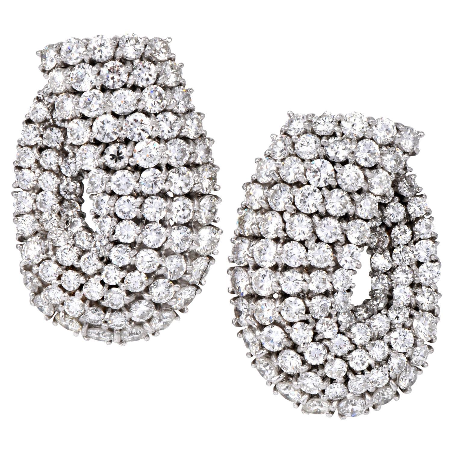 11.30 carats Diamond 18K White Gold Wrap Earrings