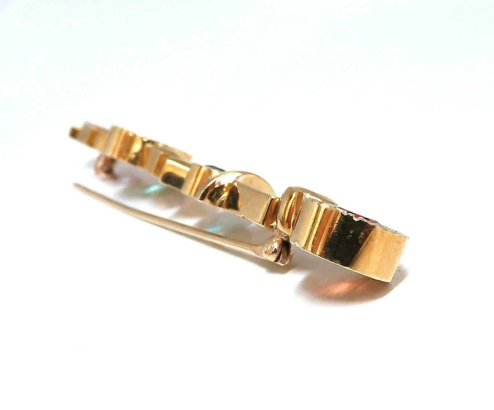 Direction Arrow Pin / Hair Pin.

11.00cts of natural Semi Precious Gems.

Round & Square cuts.

.30ct Diamonds

I-color  Vs-2 clarity.

Clean Clarity & Transparent

18kt yellow gold 

25.1 grams.

Overall: 3.5 inch x .35 inch long

$6000 Appraisal