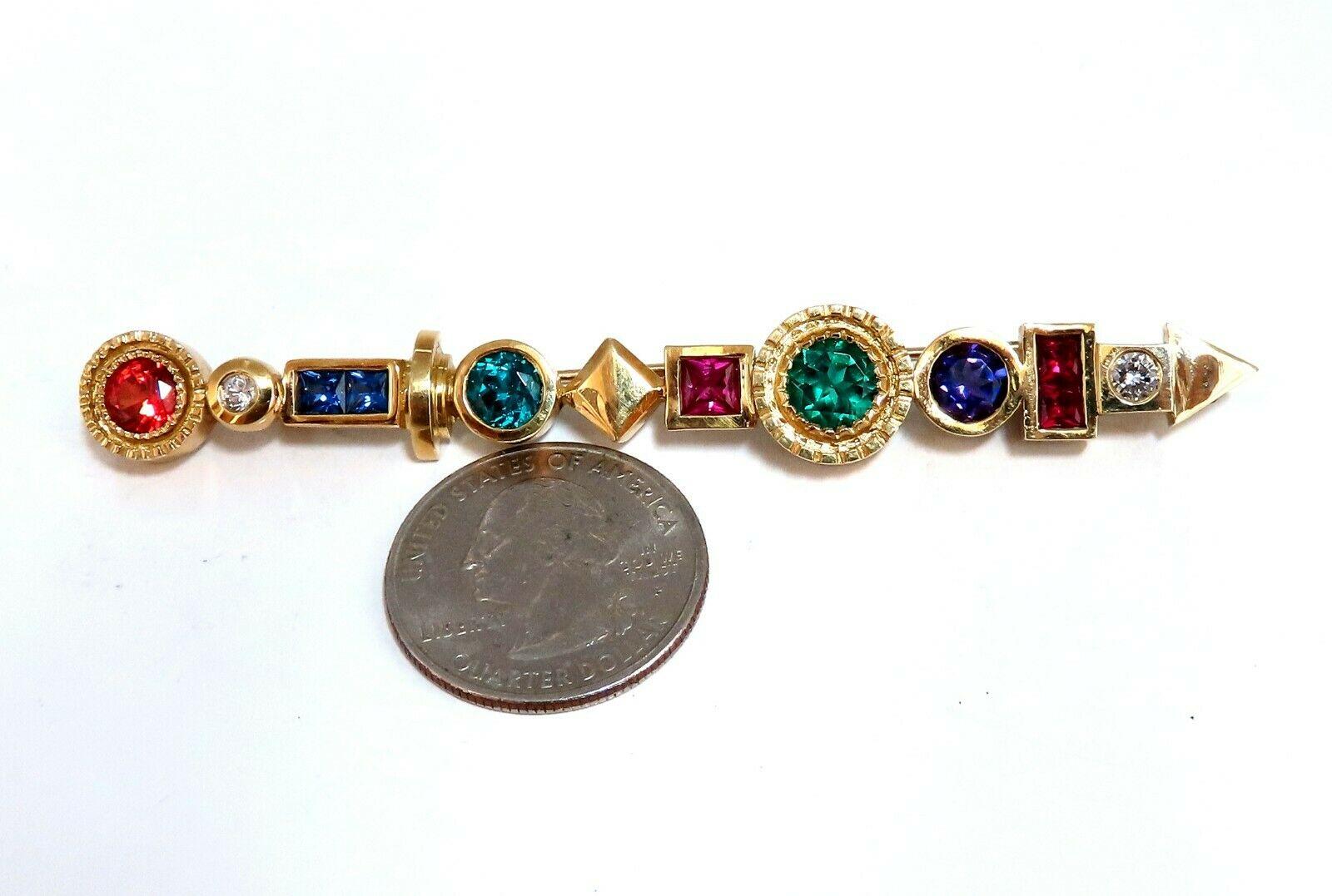 11.30 Carat Directional Pin / Hair Pin 14 Karat Colors and Pride Statement In Excellent Condition For Sale In New York, NY
