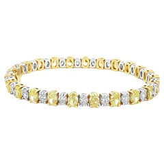 11.30Ctw. Bracelet en or bicolore 18 carats alternant diamants jaunes et ovales fantaisie