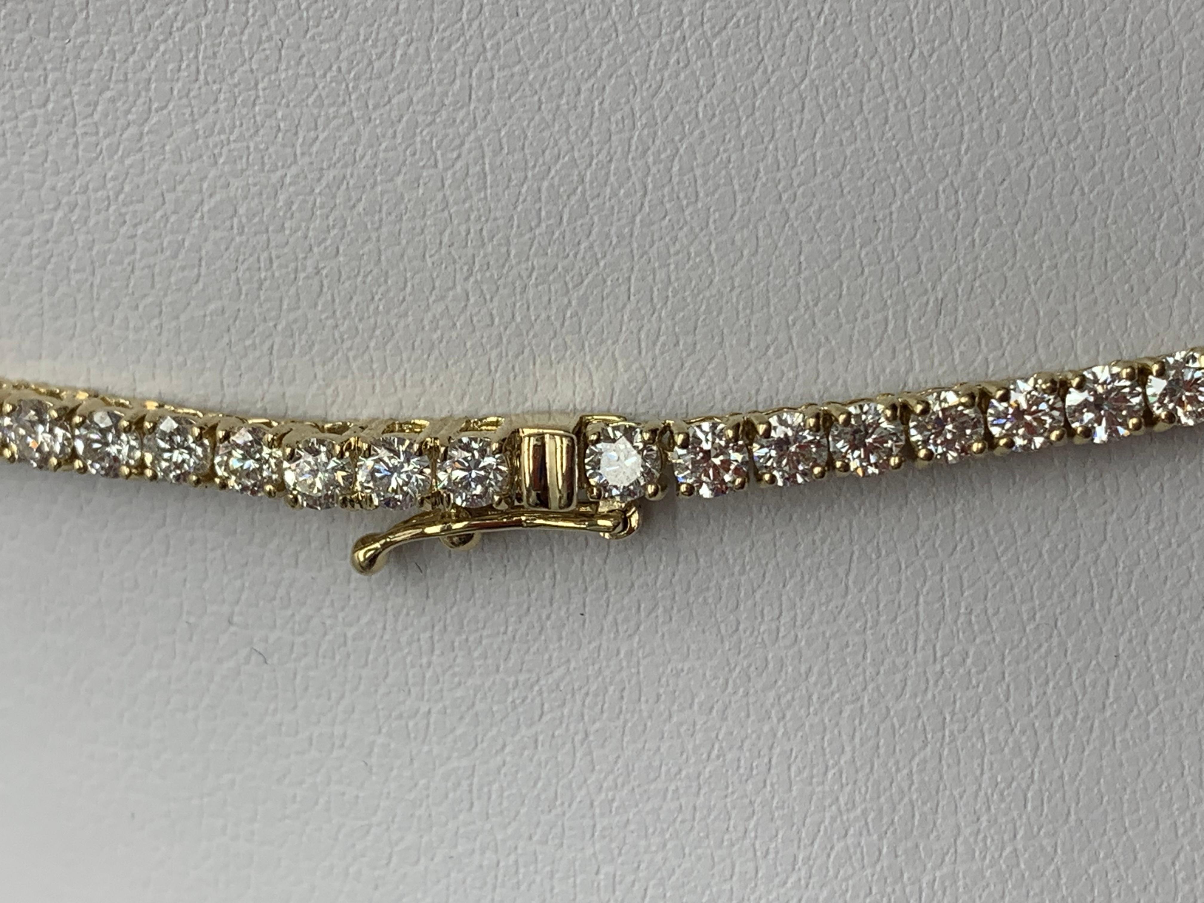 11,31 Karat Diamant-Tennis-Halskette aus 14 Karat Gelbgold im Angebot 2