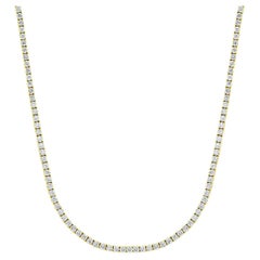 11,31 Karat Diamant-Tennis-Halskette aus 14 Karat Gelbgold