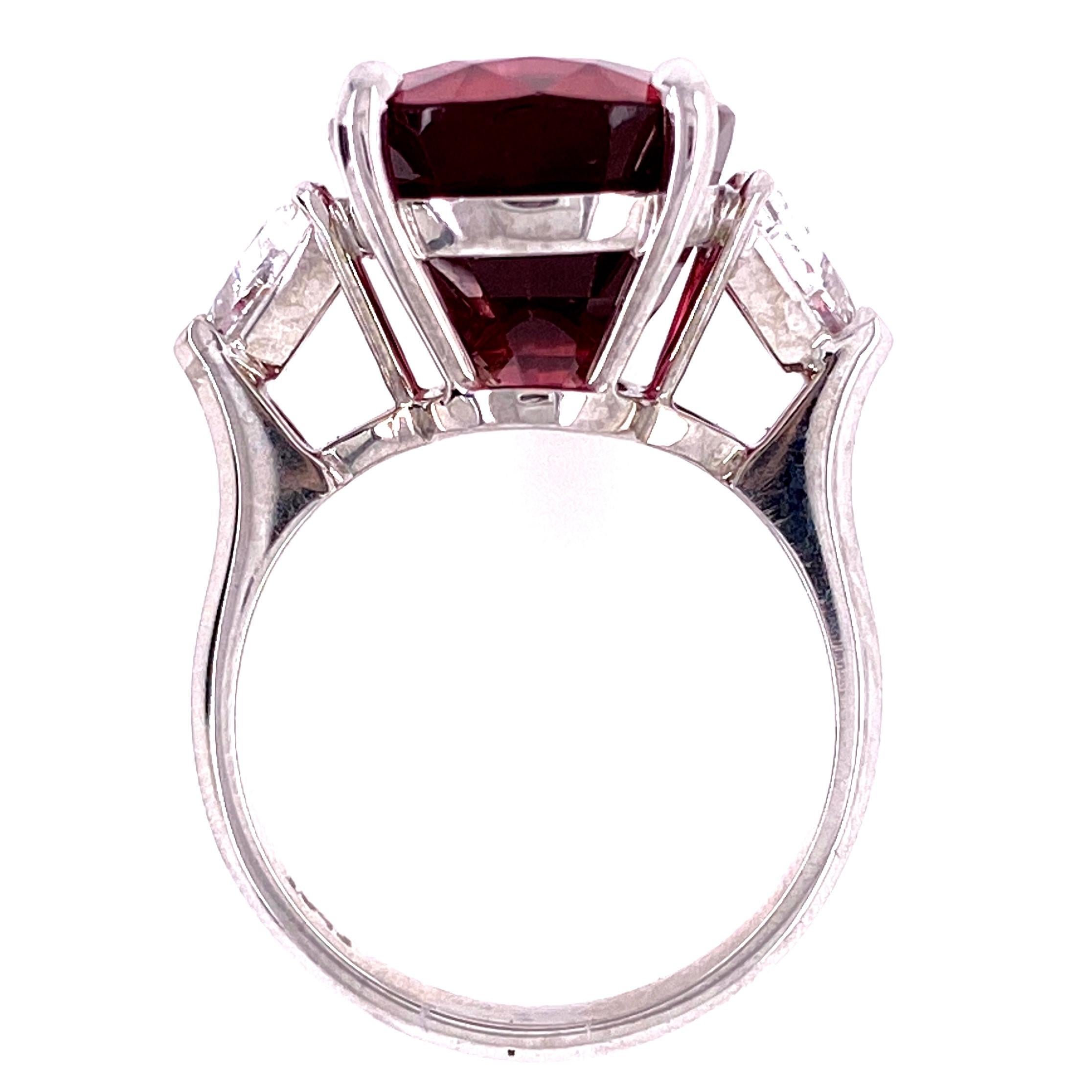 11.31 Carat Rubelite Tourmaline and Diamond Platinum Ring Estate Fine Jewelry For Sale 1