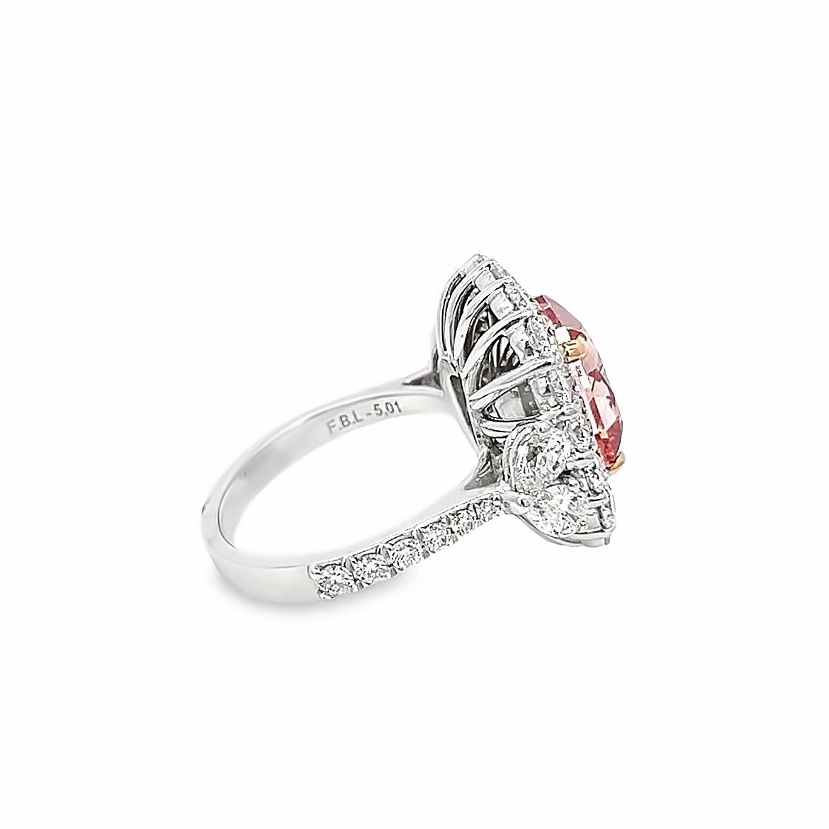 Aesthetic Movement 11.31CT Total Weight Fancy Vivid Pink Diamond Ring, GIA Certified