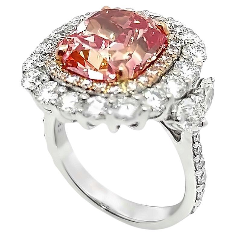 11.31CT Total Weight Fancy Vivid Pink Diamond Ring, GIA Certified For Sale