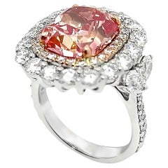 Vintage 11.31CT Total Weight Fancy Vivid Pink Diamond Ring, GIA Certified