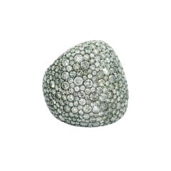 11.32 Carat Diamond Pave 18k White Gold Wide Dome Band Ring