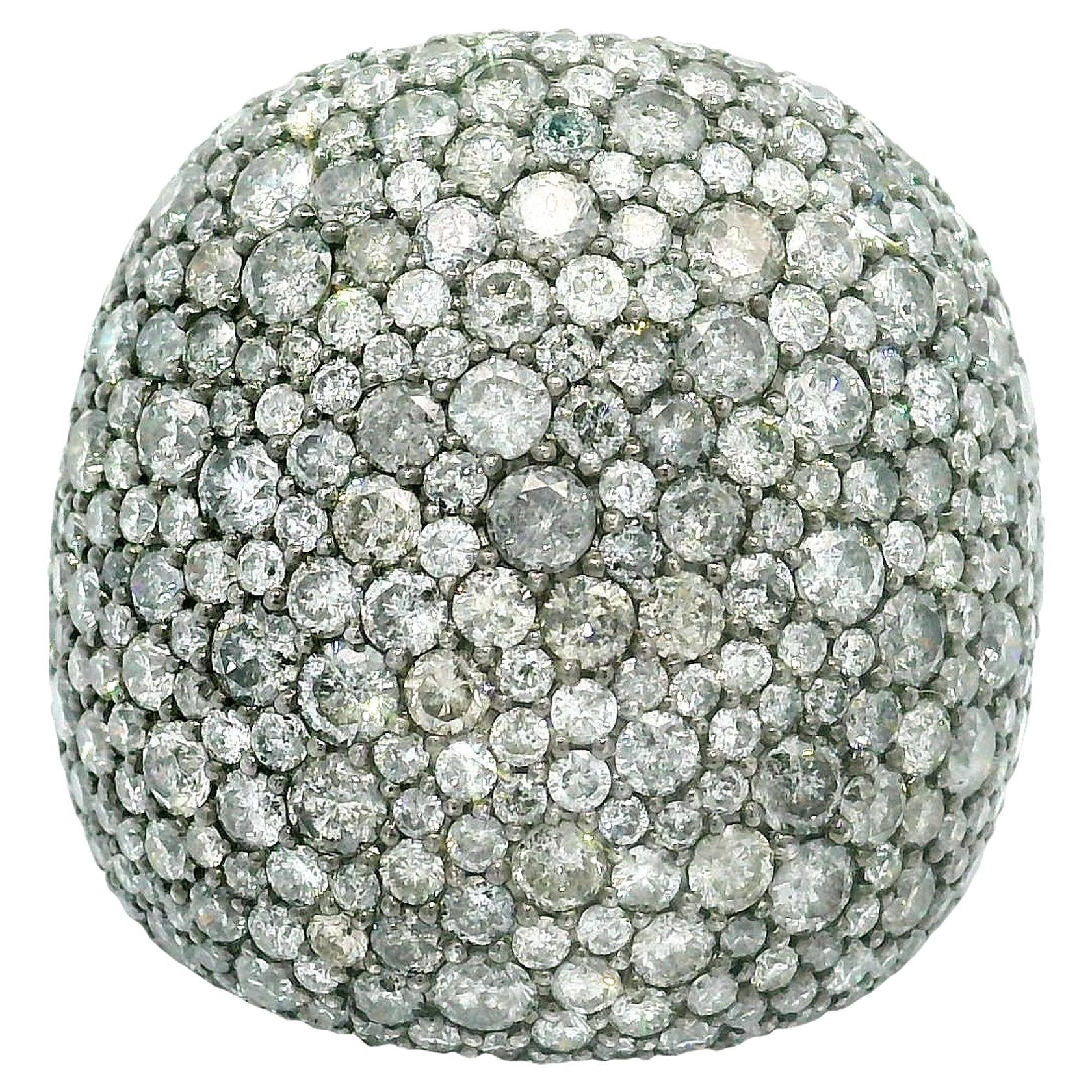 11.32 Carat Diamond Pave 18k White Gold Wide Dome Band Ring (bague à large dôme en or blanc) en vente