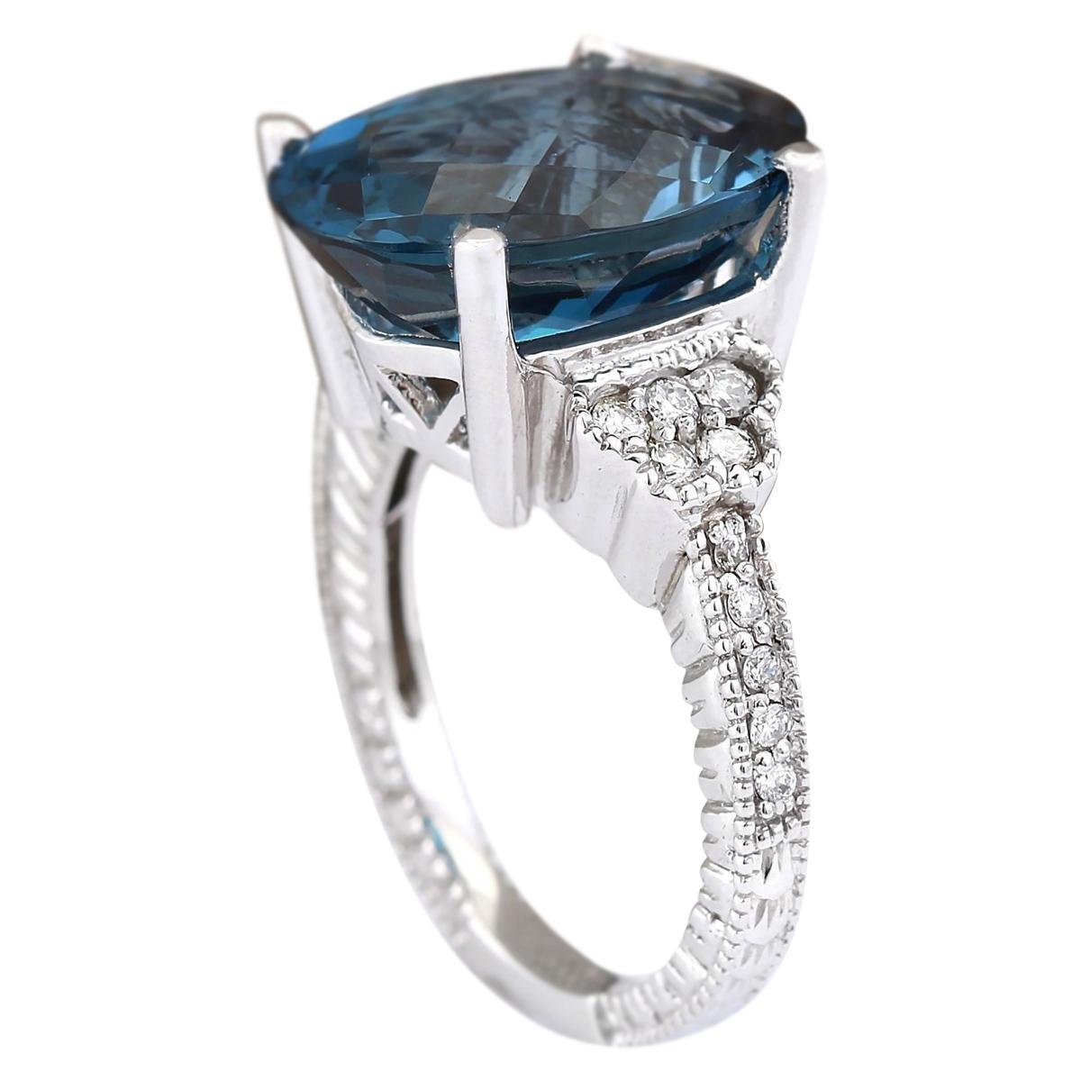 Oval Cut Natural Topaz Diamond Ring In 14 Karat White Gold For Sale