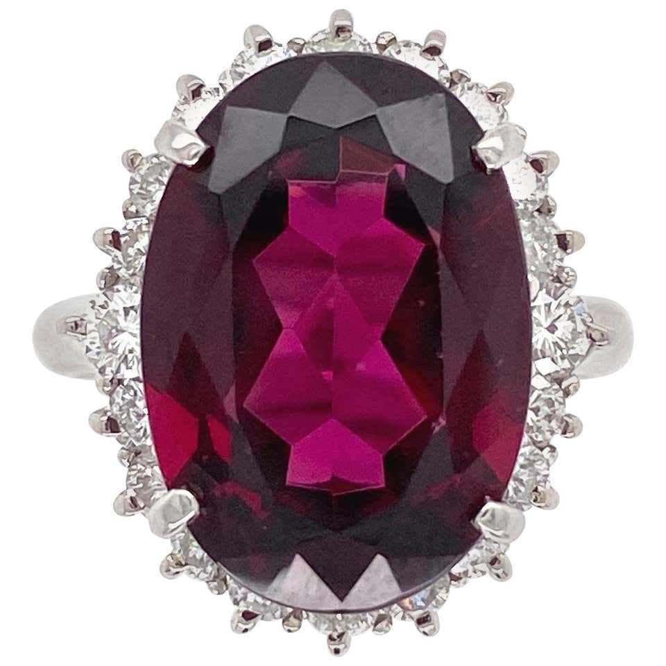 1970s Rhodolite Garnet Ring 14 Karat White Gold Estate Fine Jewelry ...