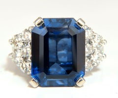11.32 Carat Lab Sapphire Diamonds Ring Vivid Royal Blue 14 Karat