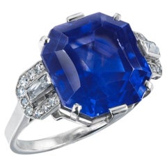11.33 Carat Baguette Statement Blue Sapphire 18K Gold Grand Palais Radiance