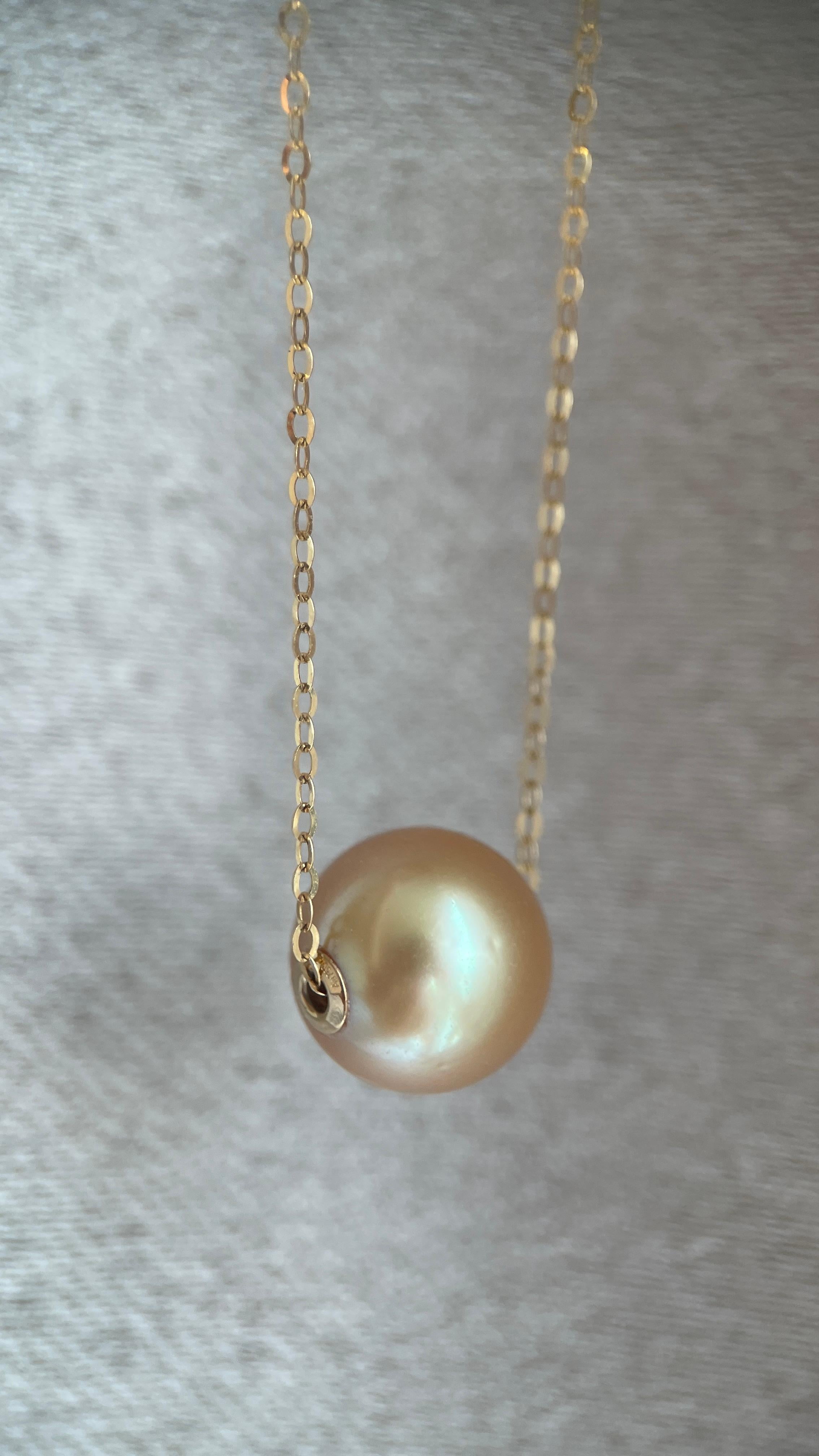 Taille ronde Collier de perles des mers du Sud de 11,33 mm en or massif 18K en vente