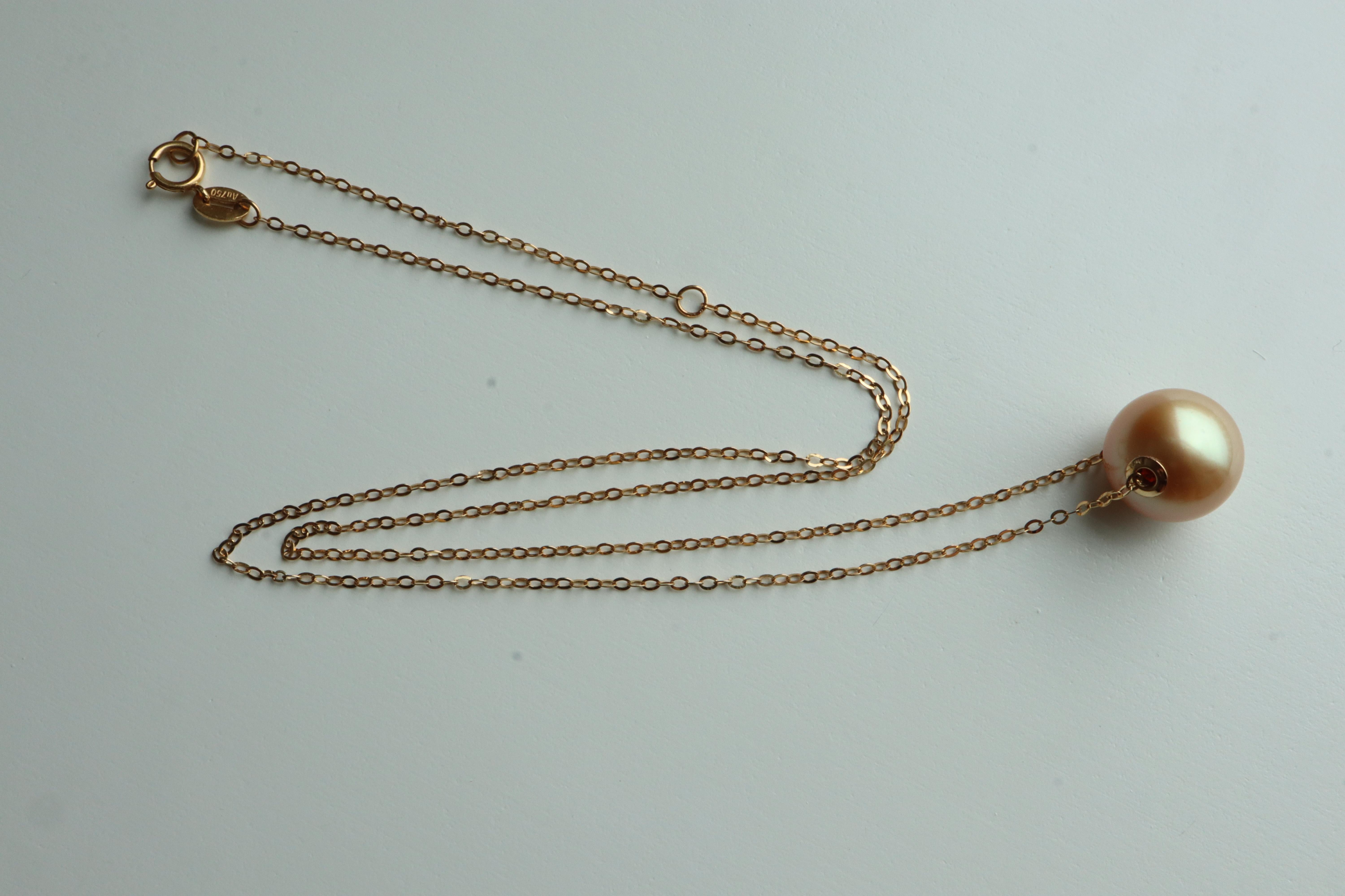 Collier de perles des mers du Sud de 11,33 mm en or massif 18K en vente 1