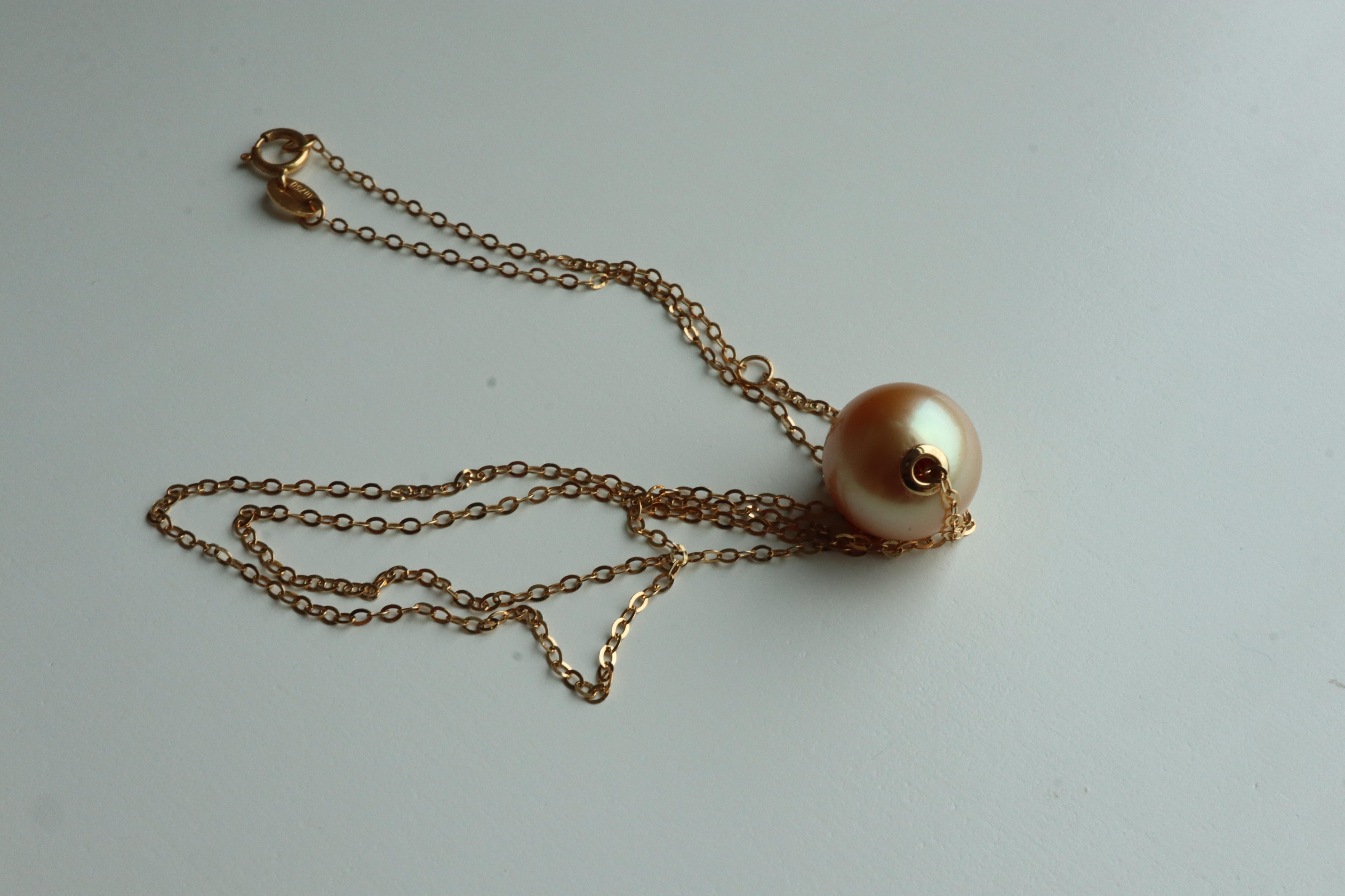 Collier de perles des mers du Sud de 11,33 mm en or massif 18K en vente 2