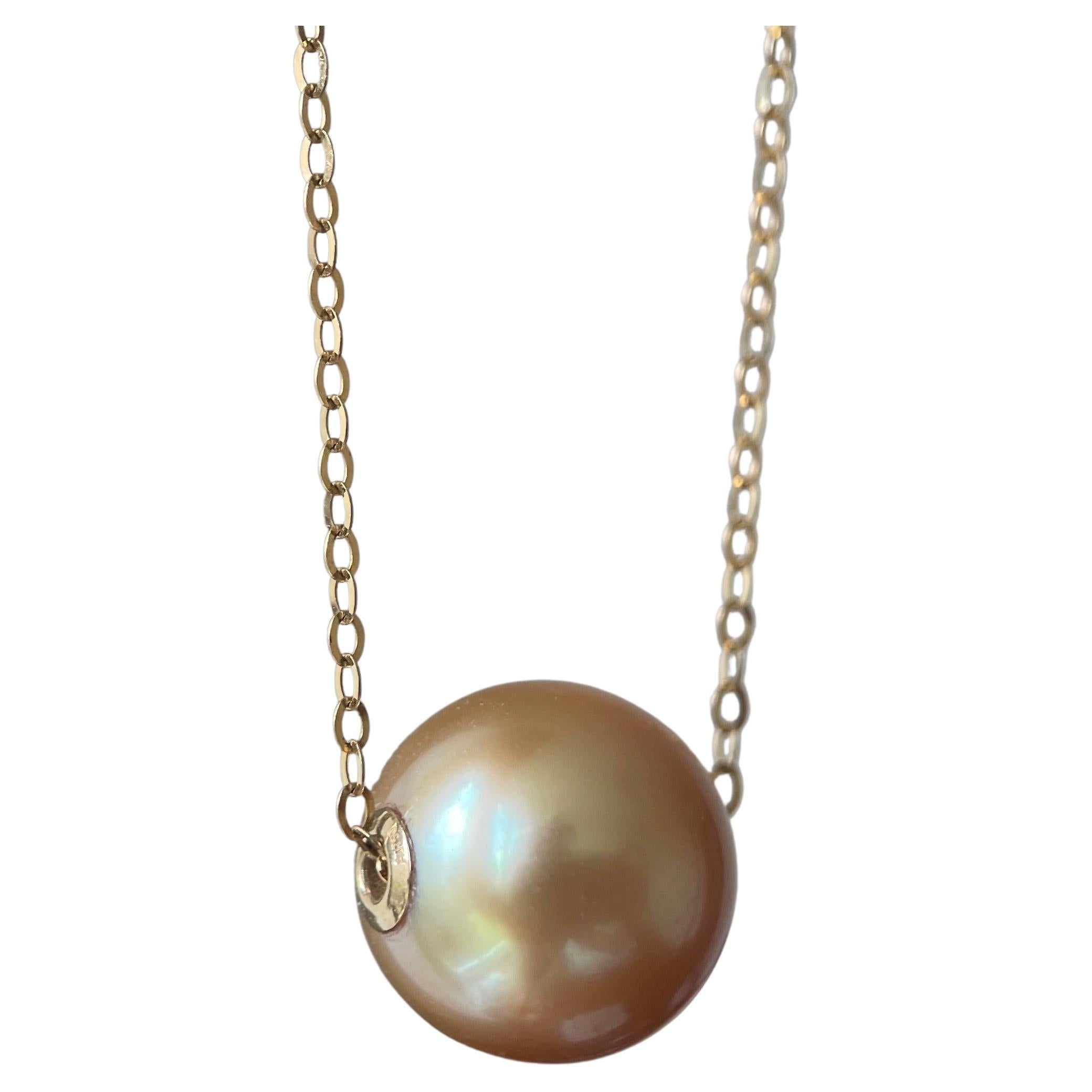 Collier de perles des mers du Sud de 11,33 mm en or massif 18K en vente