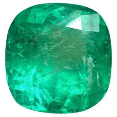 11,34 Carati 13,5x13 Smeraldo colombiano verde bluastro - Gemma arrotondata con taglio a cuscino