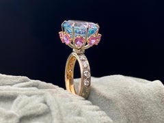 11.35 Carat Aquamarine with Spinel Cocktail Ring