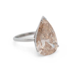 11.35 Carat Natural Fancy Yellow Brown Pear Brilliant Diamond Ring GIA Certified