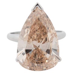 11.35 Carat Natural Fancy Yellow Brown Pear Brilliant Diamond Ring GIA Certified