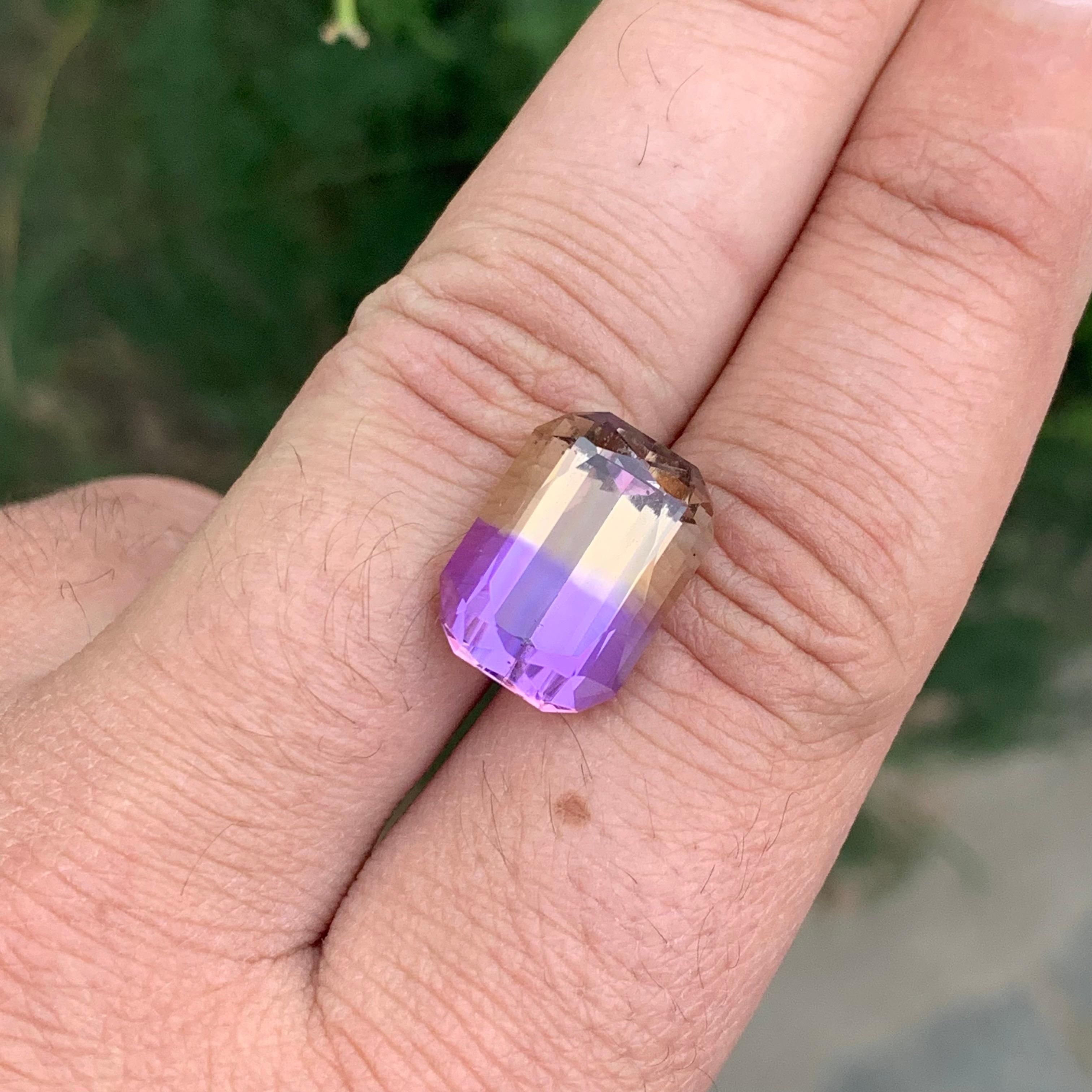 Ametrine naturelle non sertie de 11,35 carats, pierre précieuse Bolivianite en forme de coussin en vente 1