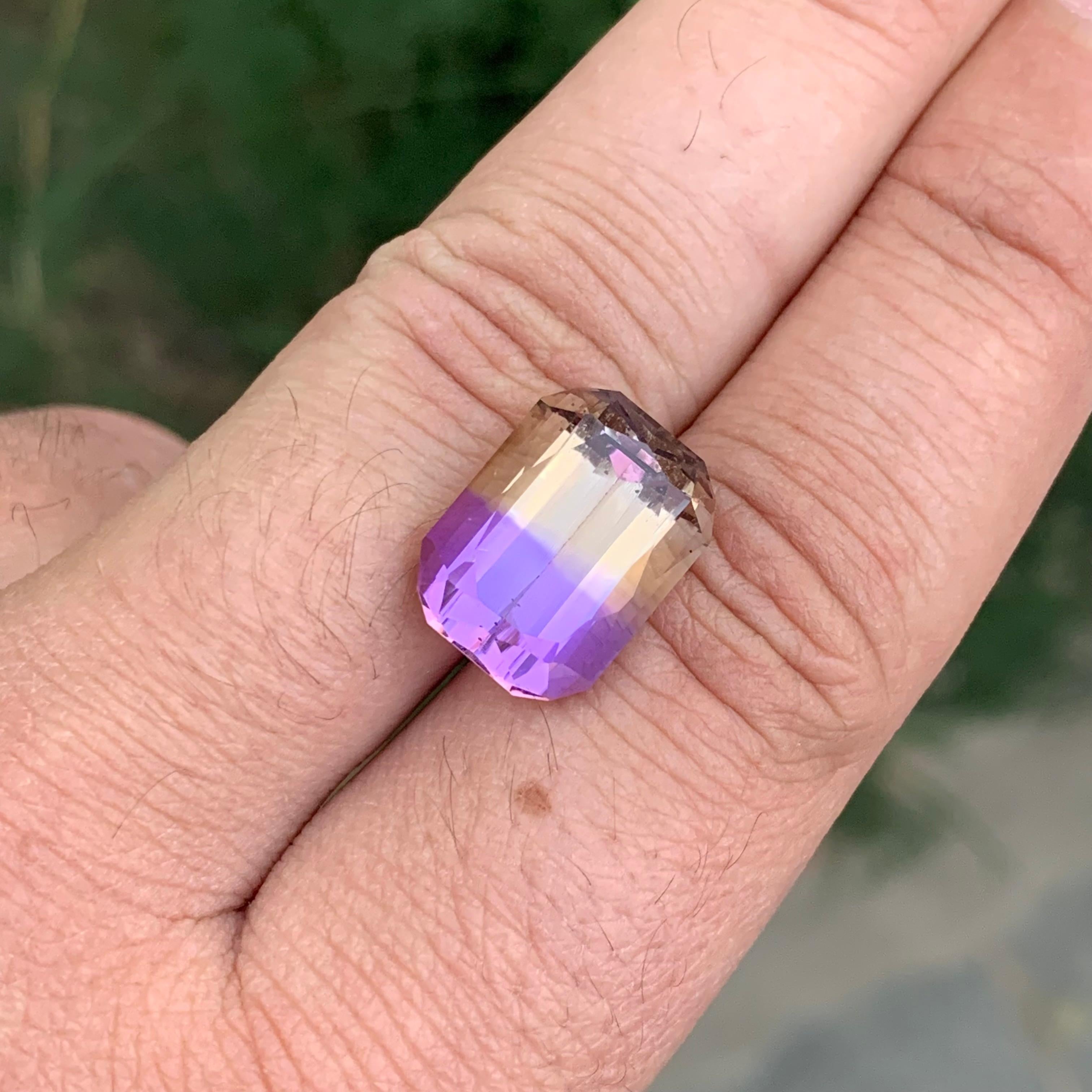 Ametrine naturelle non sertie de 11,35 carats, pierre précieuse Bolivianite en forme de coussin en vente 2