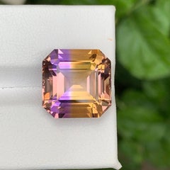 11.35 Carat Natural Loose Bicolor Ametrine stone Asscher Cut Brazilian Gemstone