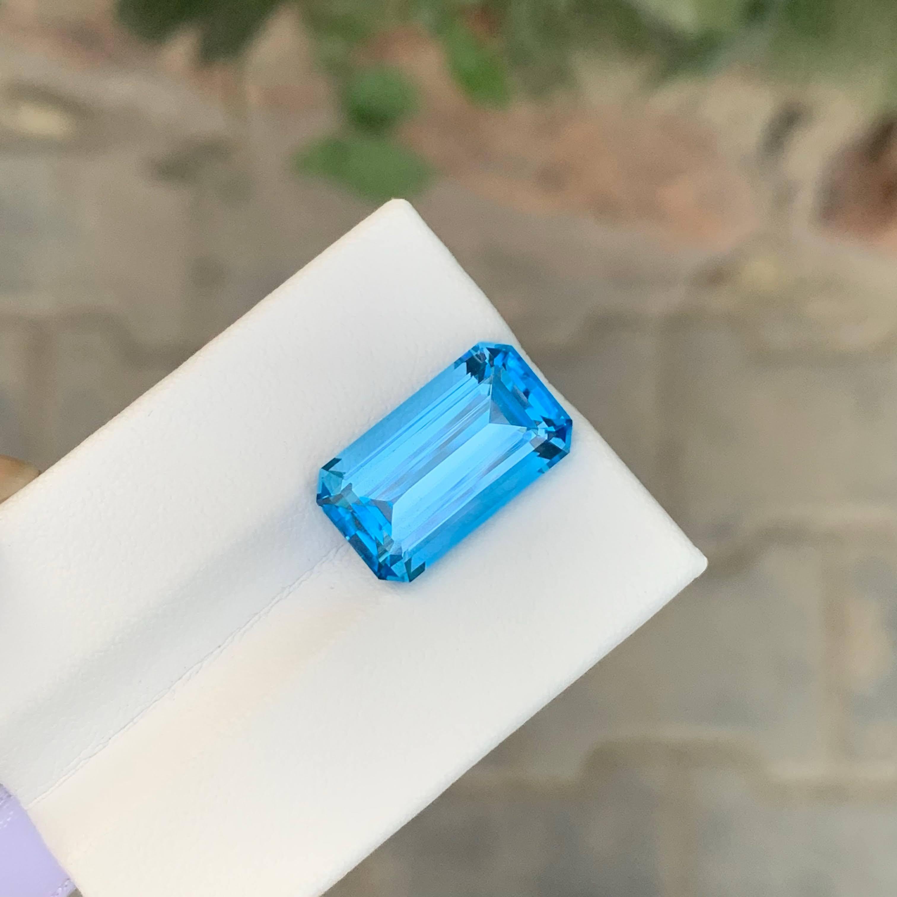 11,35 quilates Topacio azul neón natural suelto talla esmeralda Piedra preciosa de Madagascar en venta 2