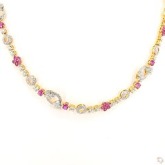 11.35 Carat Round Brilliant Cut Diamond Ruby Gold Necklace